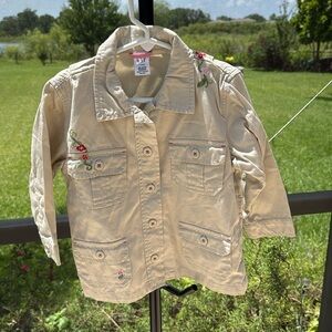Baby Gap Toddler cotton Tan Jacket with embroidered Flowers Size 3